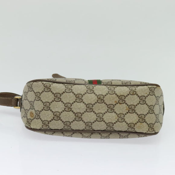 GUCCI GG Supreme Web Sherry Line Bag PVC Beige Gold Auth 128013
