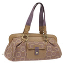 Salvatore Ferragamo Gancini Tote Bag Canvas Leather Purple Gold Auth 128017-1