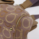 Salvatore Ferragamo Gancini Tote Bag Canvas Leather Purple Gold Auth 128017-10