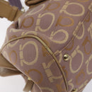 Salvatore Ferragamo Gancini Tote Bag Canvas Leather Purple Gold Auth 128017-11