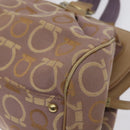 Salvatore Ferragamo Gancini Tote Bag Canvas Leather Purple Gold Auth 128017-12