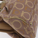 Salvatore Ferragamo Gancini Tote Bag Canvas Leather Purple Gold Auth 128017-13