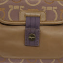 Salvatore Ferragamo Gancini Tote Bag Canvas Leather Purple Gold Auth 128017-14