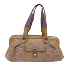 Salvatore Ferragamo Gancini Tote Bag Canvas Leather Purple Gold Auth 128017-2