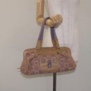 Salvatore Ferragamo Gancini Tote Bag Canvas Leather Purple Gold Auth 128017-22