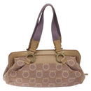 Salvatore Ferragamo Gancini Tote Bag Canvas Leather Purple Gold Auth 128017-3