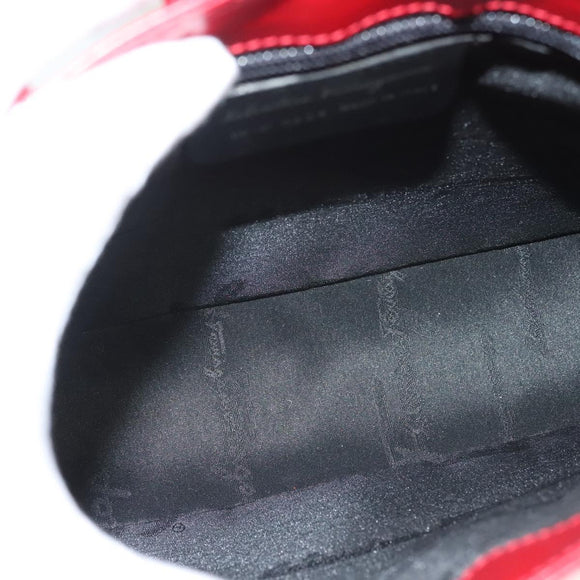 Salvatore Ferragamo Vala Shoulder Bag Leather Red Gold Auth 128018