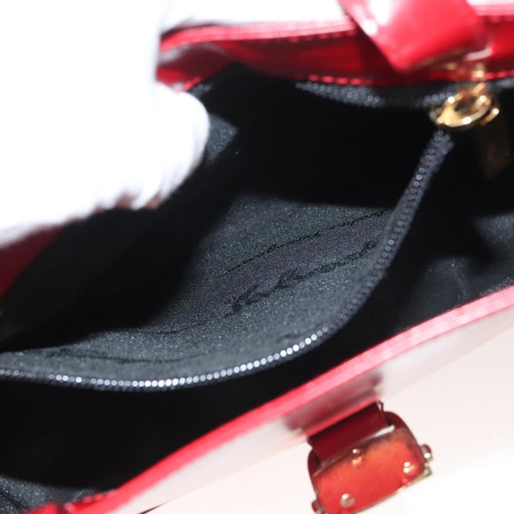 Salvatore Ferragamo Vala Shoulder Bag Leather Red Gold Auth 128018