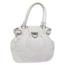 Salvatore Ferragamo Gancini Shoulder Bag Leather White Silver Auth 128020-1