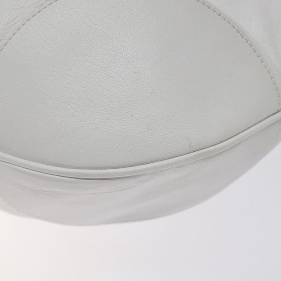 Salvatore Ferragamo Gancini Shoulder Bag Leather White Silver Auth 128020