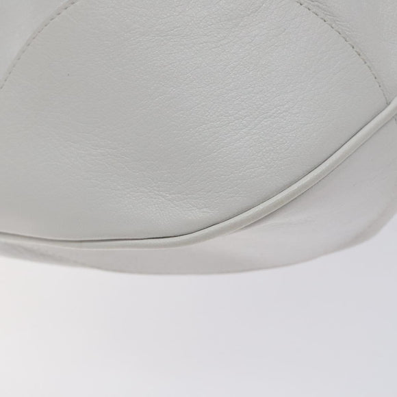 Salvatore Ferragamo Gancini Shoulder Bag Leather White Silver Auth 128020