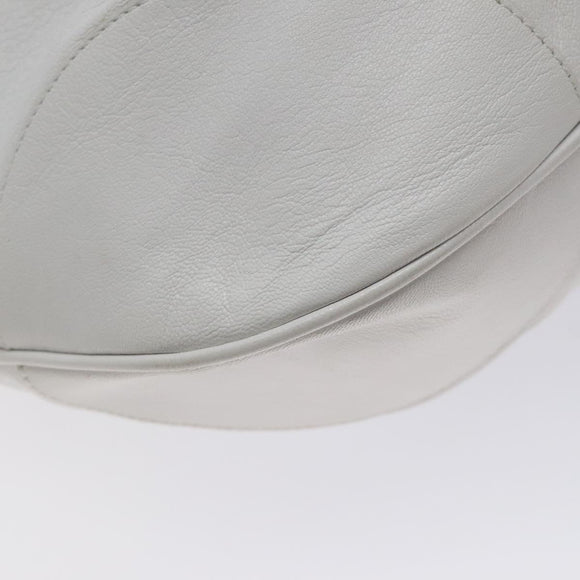 Salvatore Ferragamo Gancini Shoulder Bag Leather White Silver Auth 128020