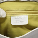 Salvatore Ferragamo Gancini Shoulder Bag Leather White Silver Auth 128020-11