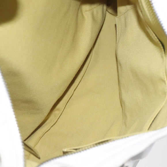 Salvatore Ferragamo Gancini Shoulder Bag Leather White Silver Auth 128020