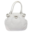 Salvatore Ferragamo Gancini Shoulder Bag Leather White Silver Auth 128020-13