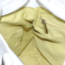 Salvatore Ferragamo Gancini Shoulder Bag Leather White Silver Auth 128020-21