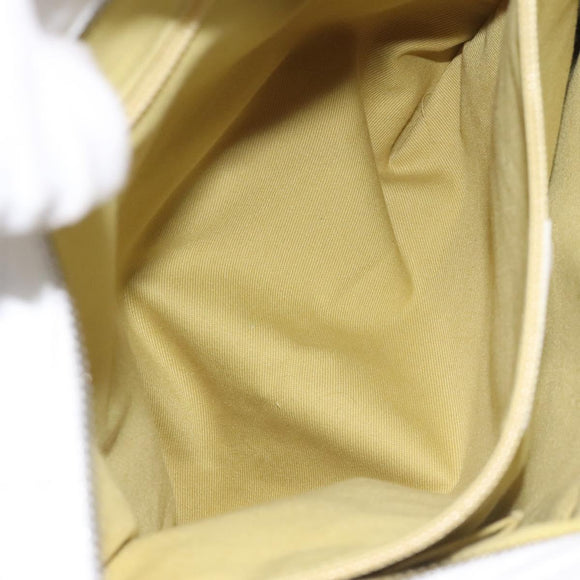 Salvatore Ferragamo Gancini Shoulder Bag Leather White Silver Auth 128020