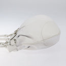 Salvatore Ferragamo Gancini Shoulder Bag Leather White Silver Auth 128020-4