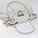 Salvatore Ferragamo Gancini Shoulder Bag Leather White Silver Auth 128020-6