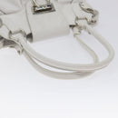 Salvatore Ferragamo Gancini Shoulder Bag Leather White Silver Auth 128020-7