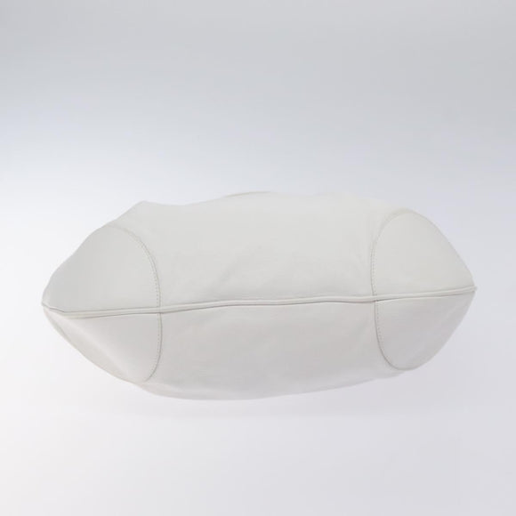 Salvatore Ferragamo Gancini Shoulder Bag Leather White Silver Auth 128020