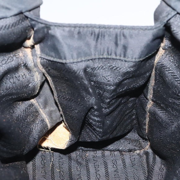 PRADA Hand Bag Nylon Black Gold Auth 128024
