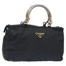 PRADA Hand Bag Nylon Black Gold Auth 128024-1