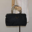 PRADA Hand Bag Nylon Black Gold Auth 128024-22
