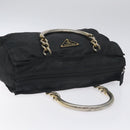 PRADA Hand Bag Nylon Black Gold Auth 128024-6