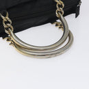 PRADA Hand Bag Nylon Black Gold Auth 128024-7