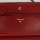 CHANEL Cambon Line Chain Shoulder Bag Leather Red Silver CC Auth 128029-16