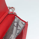 CHANEL Cambon Line Chain Shoulder Bag Leather Red Silver CC Auth 128029-18