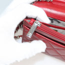 CHANEL Cambon Line Chain Shoulder Bag Leather Red Silver CC Auth 128029-21