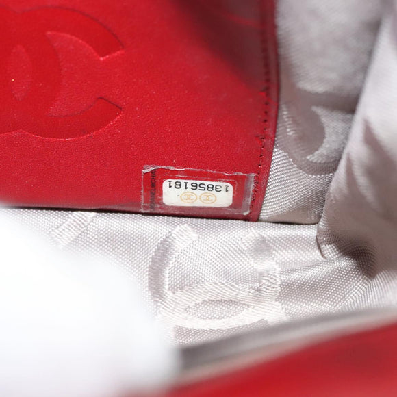 CHANEL Cambon Line Chain Shoulder Bag Leather Red Silver CC Auth 128029