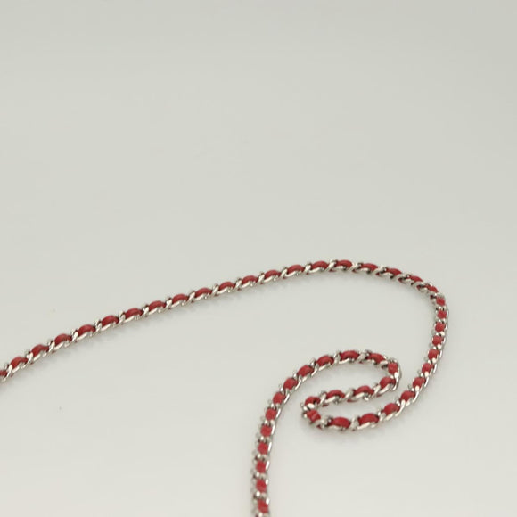 CHANEL Cambon Line Chain Shoulder Bag Leather Red Silver CC Auth 128029