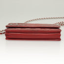 CHANEL Cambon Line Chain Shoulder Bag Leather Red Silver CC Auth 128029-9