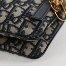 Christian Dior Trotter Canvas Shoulder Bag Navy Gold Auth 128034SM-12