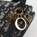 Christian Dior Trotter Canvas Shoulder Bag Navy Gold Auth 128034SM-15