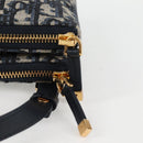 Christian Dior Trotter Canvas Shoulder Bag Navy Gold Auth 128034SM-16