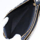 Christian Dior Trotter Canvas Shoulder Bag Navy Gold Auth 128034SM-17