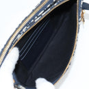 Christian Dior Trotter Canvas Shoulder Bag Navy Gold Auth 128034SM-18