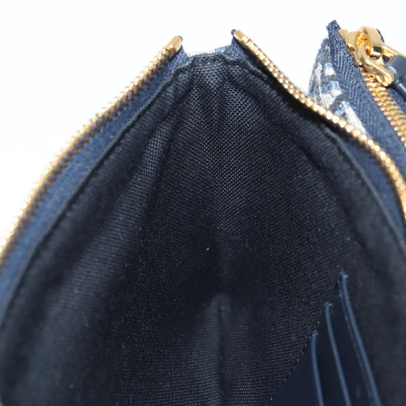 Christian Dior Trotter Canvas Shoulder Bag Navy Gold Auth 128034SM