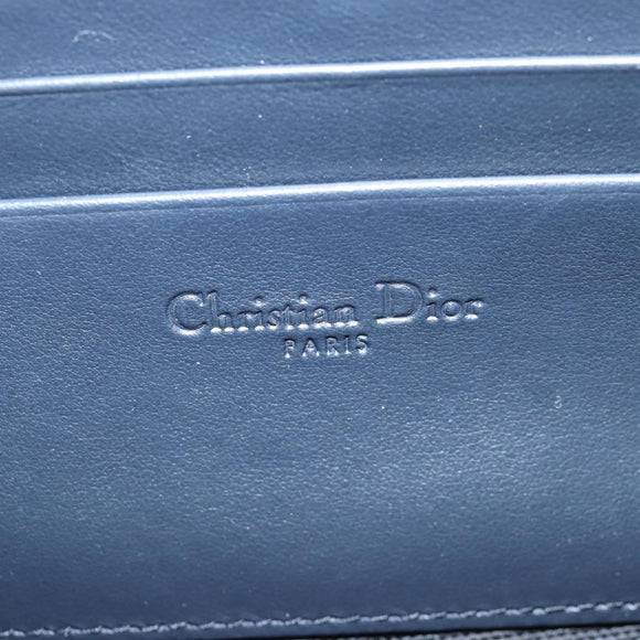 Christian Dior Trotter Canvas Shoulder Bag Navy Gold Auth 128034SM