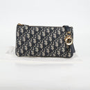 Christian Dior Trotter Canvas Shoulder Bag Navy Gold Auth 128034SM-25