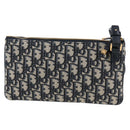 Christian Dior Trotter Canvas Shoulder Bag Navy Gold Auth 128034SM-3