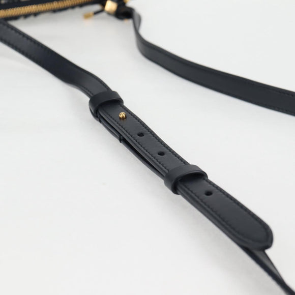 Christian Dior Trotter Canvas Shoulder Bag Navy Gold Auth 128034SM