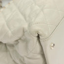 CHANEL Chain Shoulder Bag Lamb Skin White Silver CC Auth 128035-10