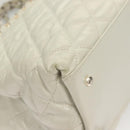 CHANEL Chain Shoulder Bag Lamb Skin White Silver CC Auth 128035-12