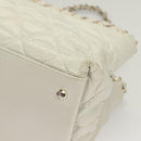 CHANEL Chain Shoulder Bag Lamb Skin White Silver CC Auth 128035-13