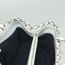 CHANEL Chain Shoulder Bag Lamb Skin White Silver CC Auth 128035-16
